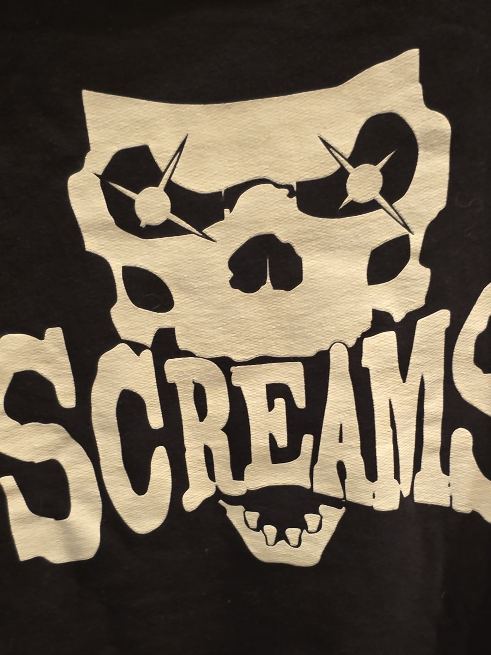 Hanes Black Tee with Cream Skull 'Screams' Graphic